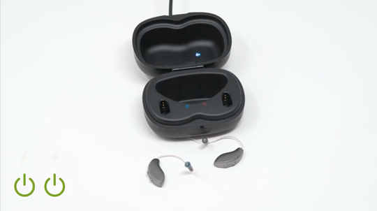 how to power ric hearing aids on and off
